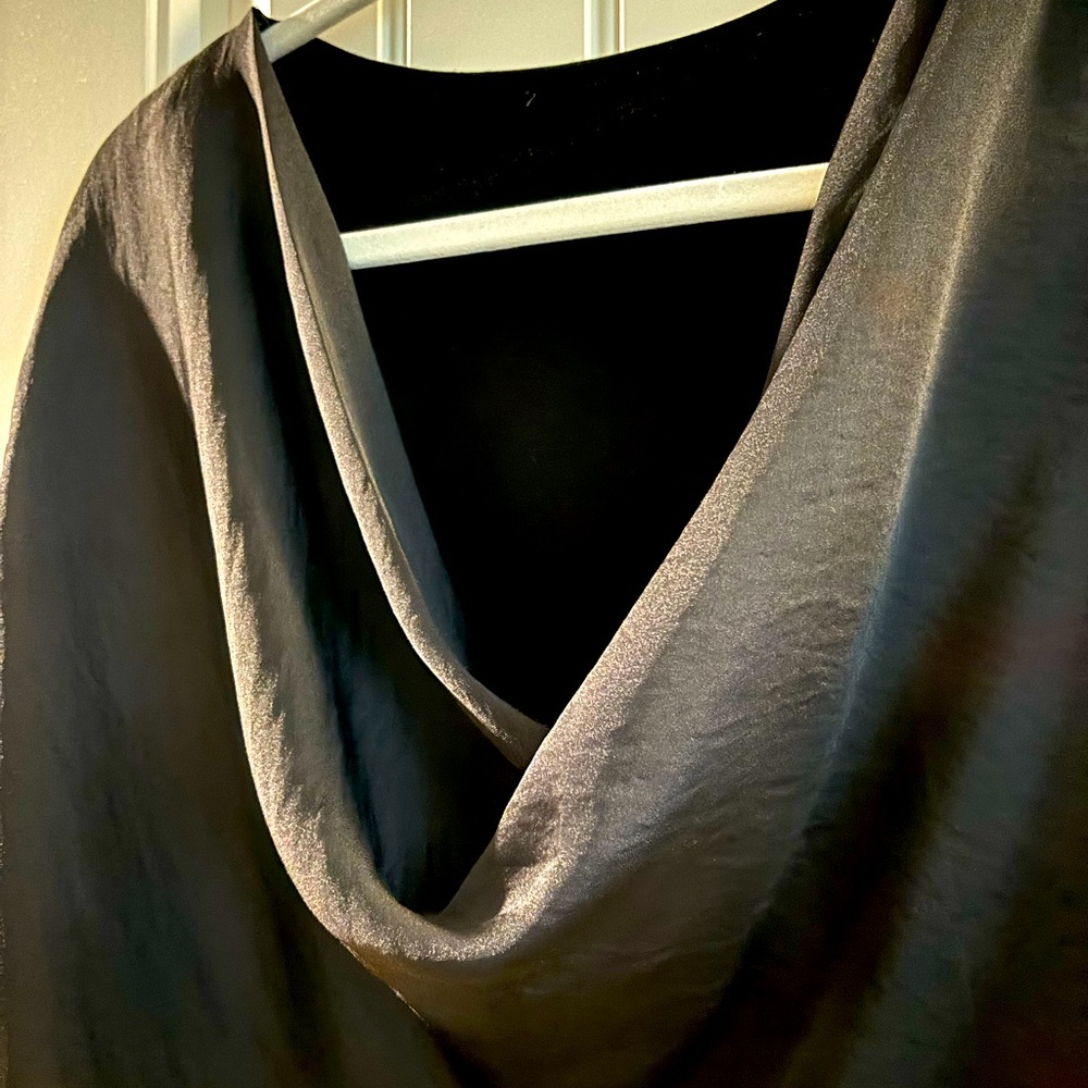 Silk and knit black top size medium with draped neck